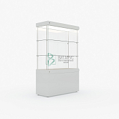 Витрина экспозиционная горизонтальная прямоугольная на тумбе с выступом